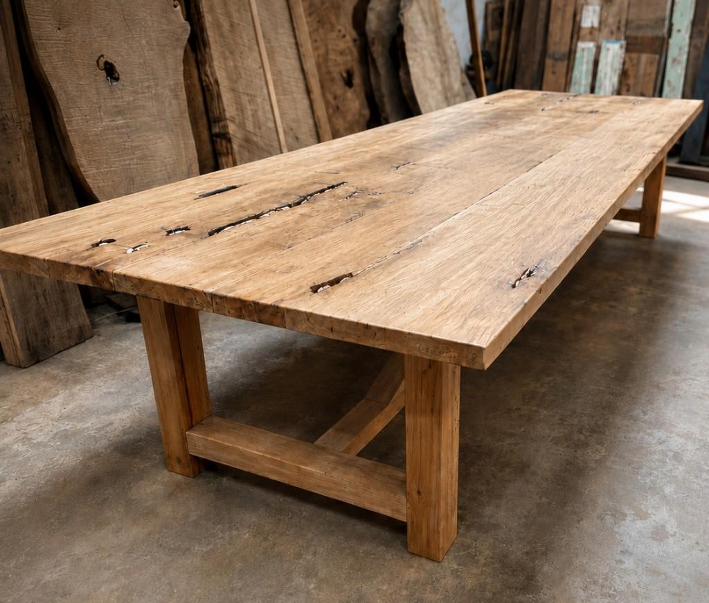 Mesa de comedor de madera maciza hecha en el taller de Yrigoyen